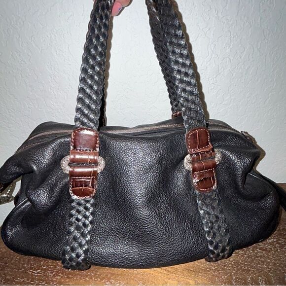 Brighton Leather Woven Straps Detachable Strap Shoulder Tote Purse Bag - Picture 2 of 6